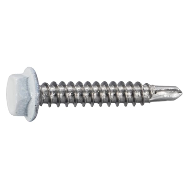 Midwest Fastener Self-Drilling Screw, #8 x 1 in, Painted Stainless Steel Flange Hex Head External Hex Drive, 12 PK 39583 - main